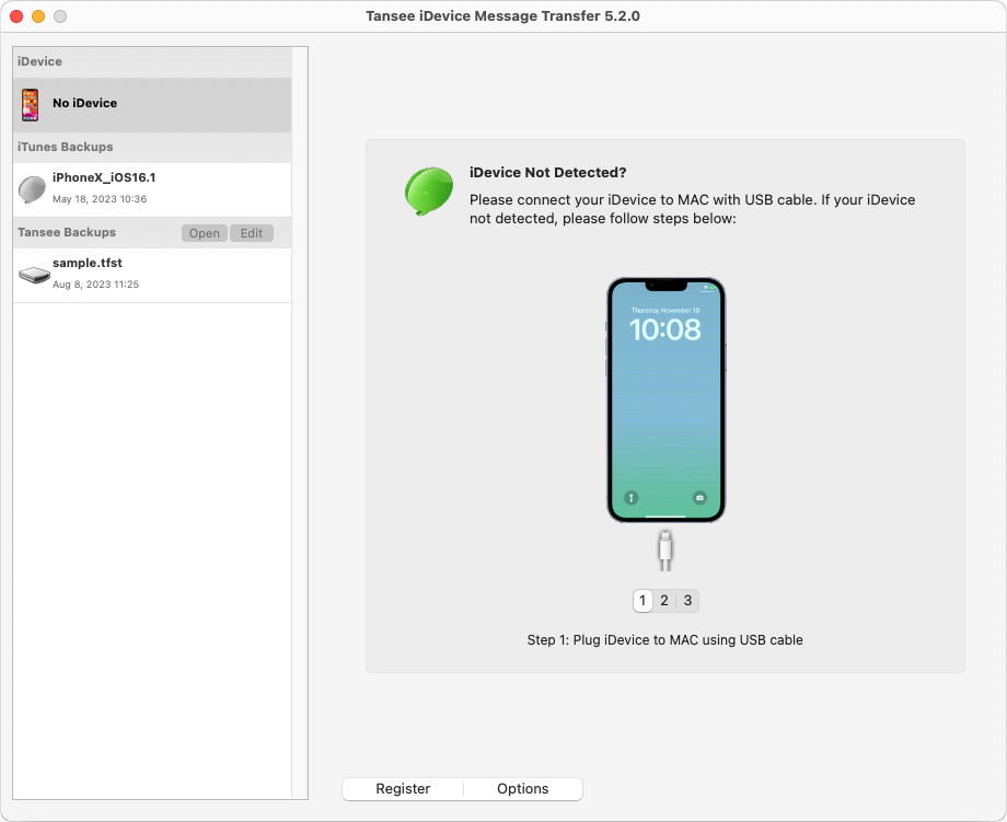 Tansee iPhone Message Transfer for Mac を開く