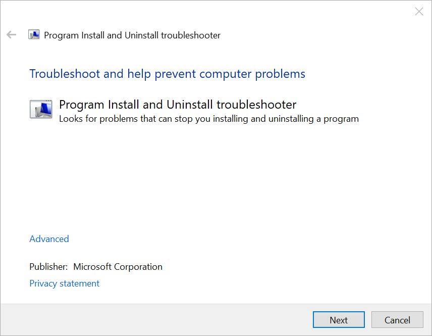 「Microsoft Program Install and Uninstall Troubleshooter」プログラムを使用する